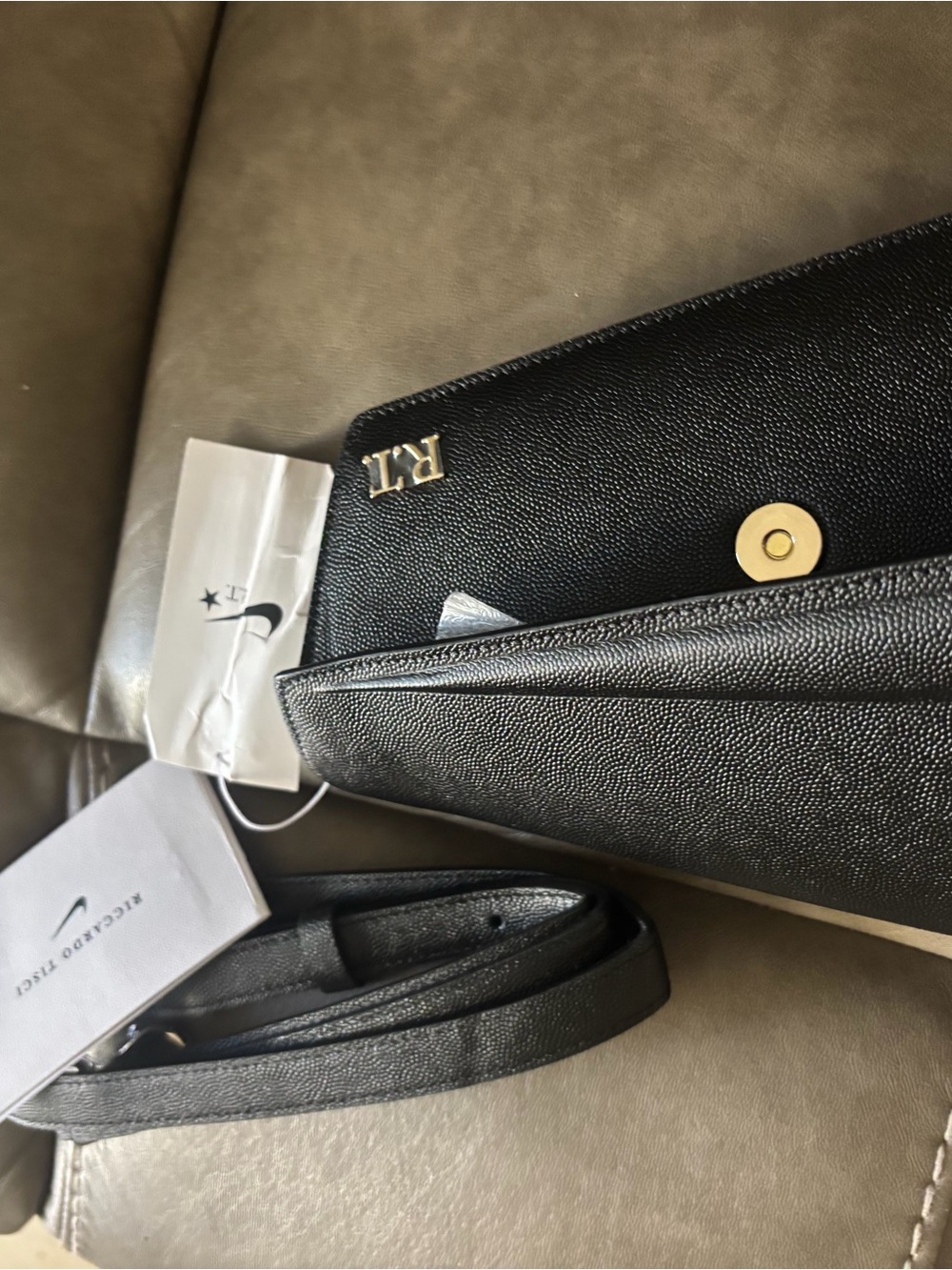 Nike Black Crossbody Bag with Gold-Tone Hardware